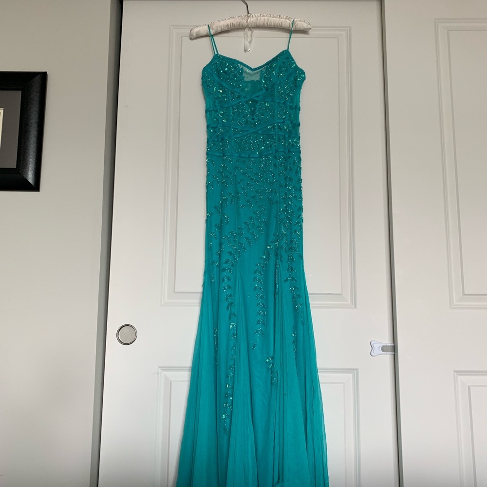 Turquoise, Aqua Blue, Beaded Mermaid Dress